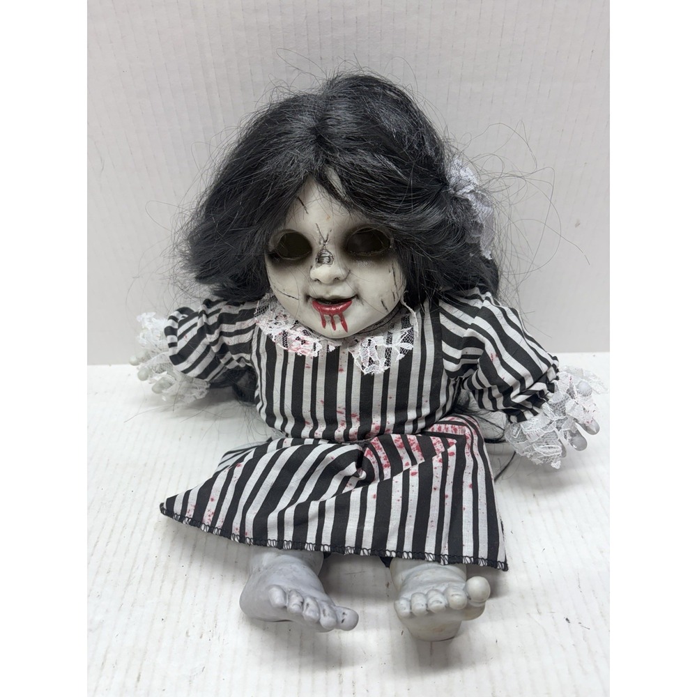 Haunted Goth "Gothtober" Doll Shake Sensor Spooky Sounds Halloween Prop